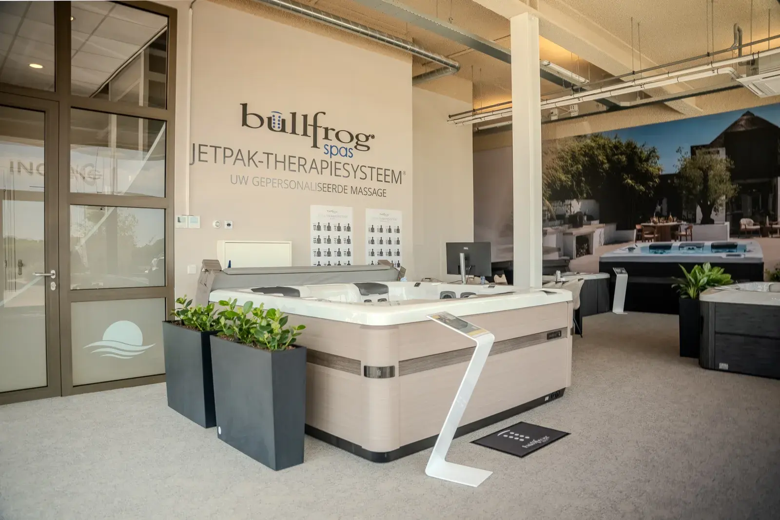 Bullfrog spa with JetPak therapy system in the showroom